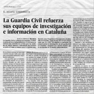 La Guardia Civil refuerza sus equipos de investigación e información en Cataluña