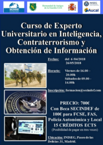 Lee más sobre el artículo La HAGC organiza en Madrid el Curso de Experto Universitario en Inteligencia, Contraterrorismo y Obtención de información