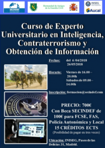 La HAGC organiza en Madrid el Curso de Experto Universitario en Inteligencia, Contraterrorismo y Obtención de información