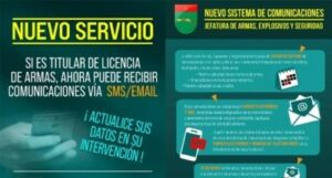 Las Intervenciones de Armas y Explosivos de la Guardia Civil comienzan a informar a los ciudadanos por email y SMS